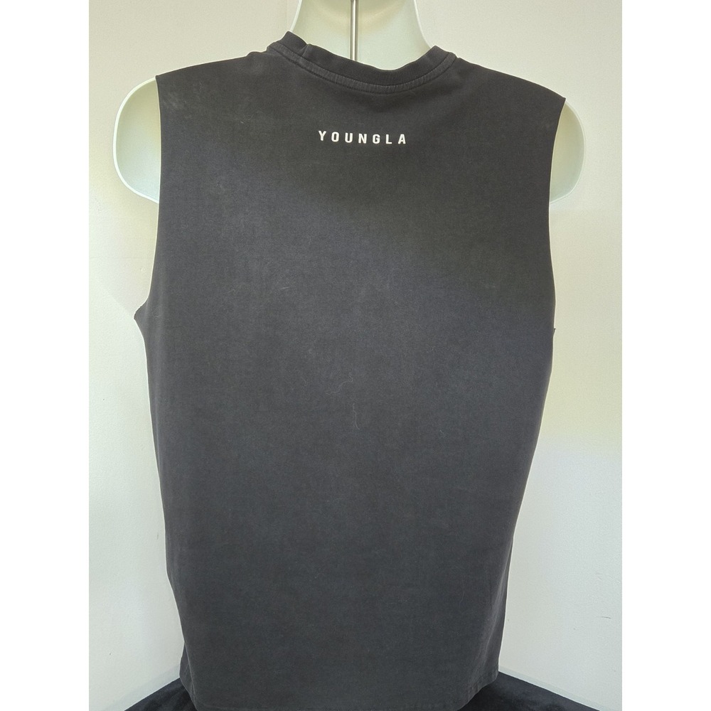 YoungLA Sleeveless Graphic Tank Top Small Oversized DeLorean Astronaut Black - Picture 6 of 6